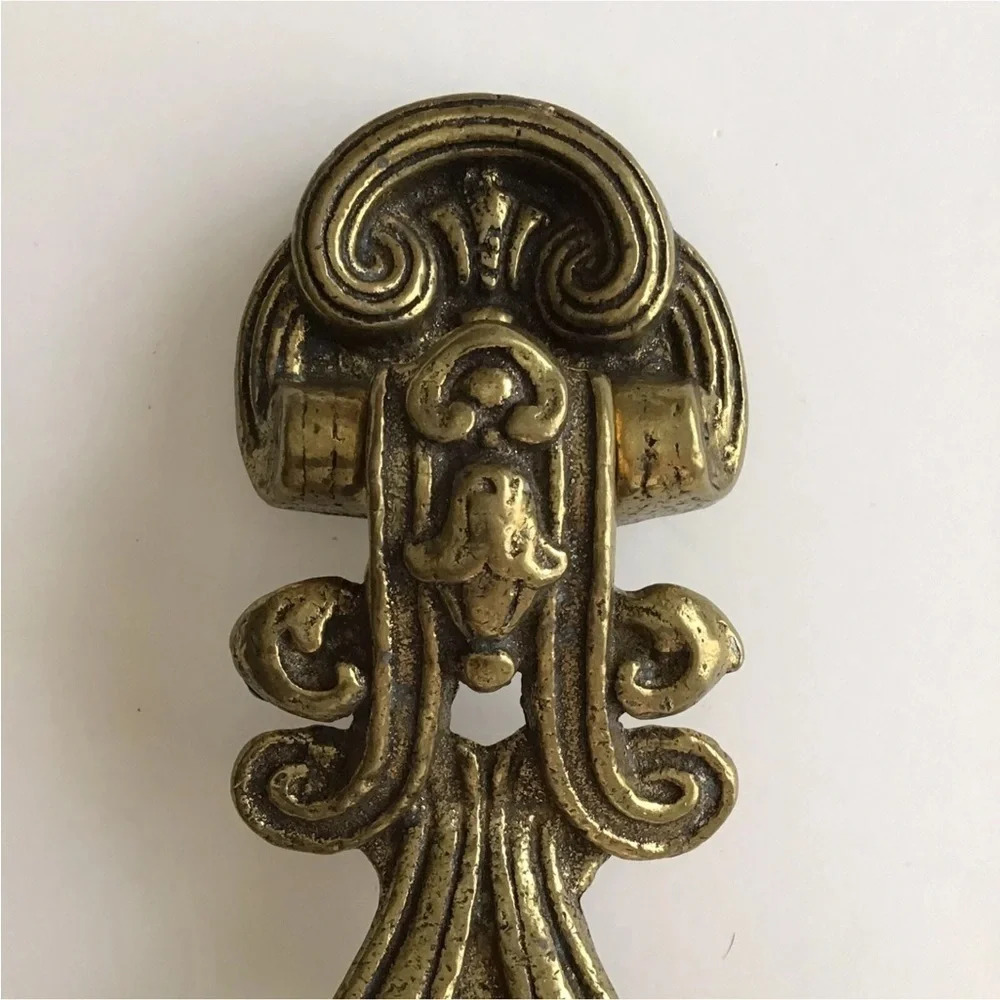 Brass Door Knocker 8 1/2” Byzantine Style Burnished Scroll Ornate Heavy Vintage - Picture 3 of 12